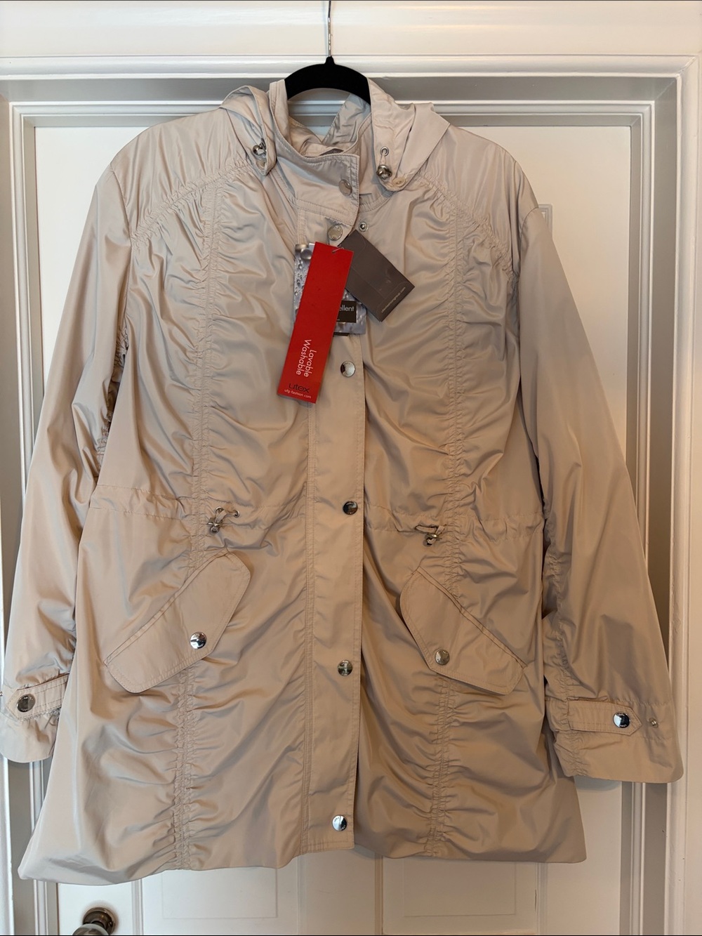 NWT UTEX Light Beige Washable Women's Hooded Anorak Jacket Size 3X